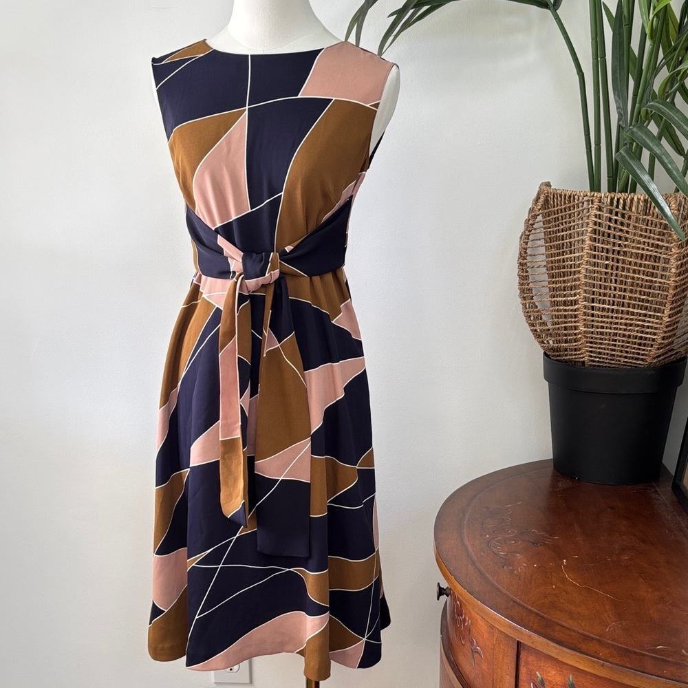 Ann Taylor NWT Geometric Patterned Sleeveless Dress Fit & Flare 2P